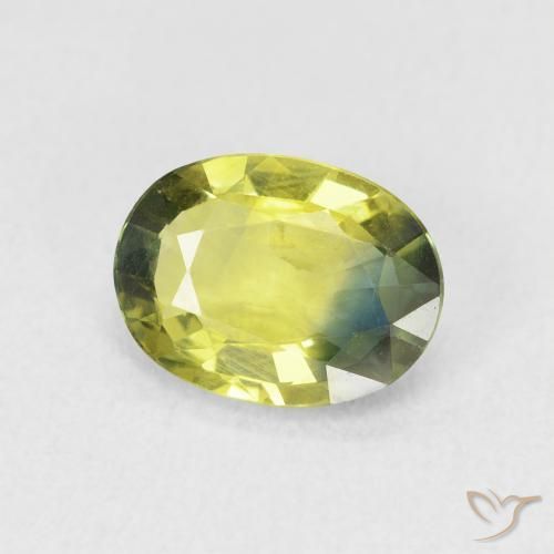 Safira Verde amarelo Natural 1.83ct, oval, VVS-VS