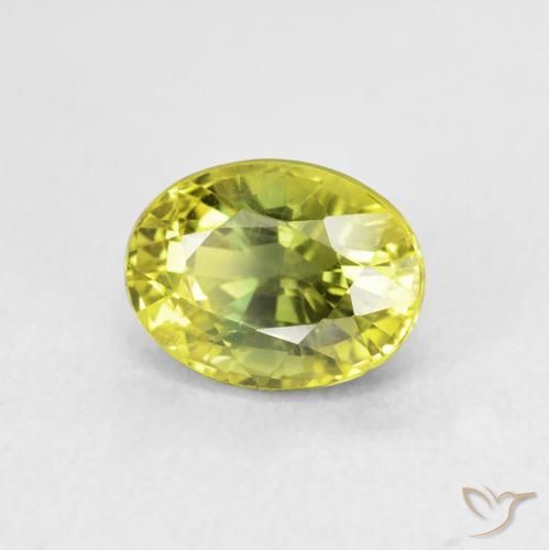 Safira amarelo médio Natural 2.93ct, oval, VVS-VS