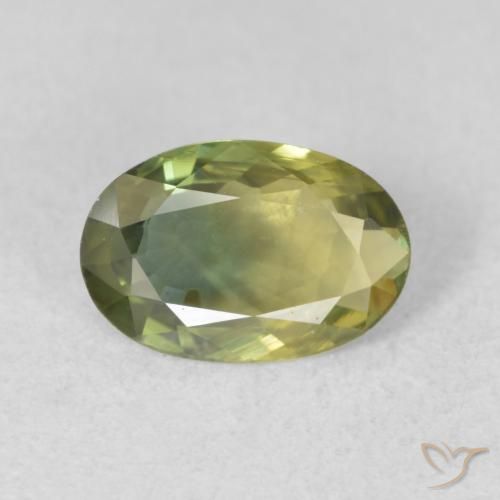 1.24ct Natural Verde amarelado Safira, oval, VVS