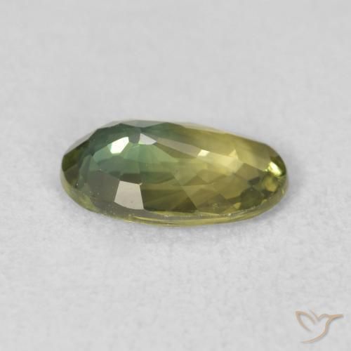 Safira Verde amarelado Natural 1.24ct, oval, VVS