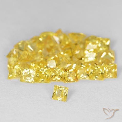 Pedras preciosas de Safira ouro amarelado natural de 6.89 ct, Quadrado, VS