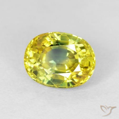 Safira ouro médio Natural 3.44ct, oval, VS