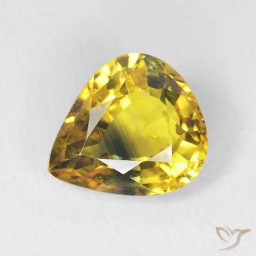 Safira Marrom Dourado Profundo Natural 3.39ct, Formato de pêra, VS