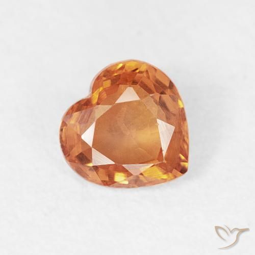 Safira âmbar laranja Natural 0.41ct, Coração, VVS-VS
