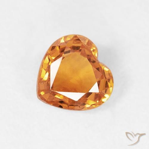0.43ct Natural Laranja Médio Safira, Coração, VVS-VS