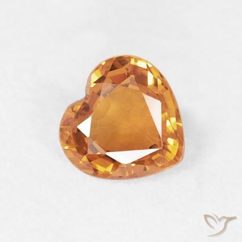 Safira Laranja Médio Natural 0.43ct, Coração, VVS-VS