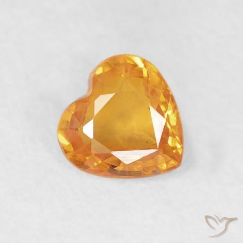 Safira Laranja Médio Natural 0.44ct, Coração, VVS-VS