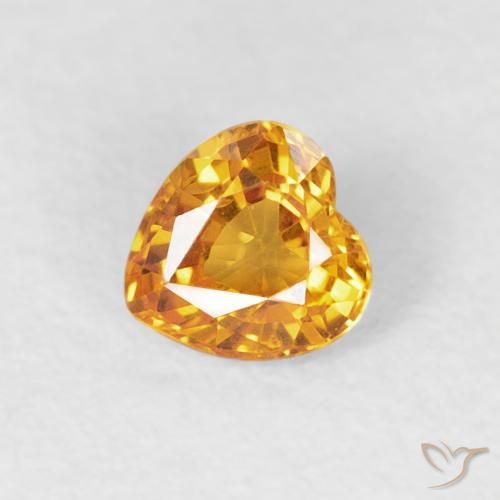 0.40ct Natural Laranja-Ouro Safira, Coração, VVS-VS