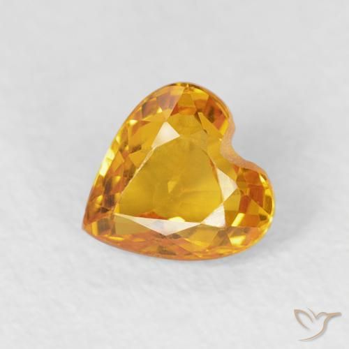 0.51ct Natural Medium Light-Orange Safira, Coração, VVS-VS