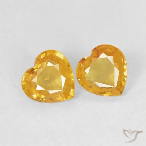 0.61ctw Natural Laranja Dourada Safira, Coração, VVS-VS
