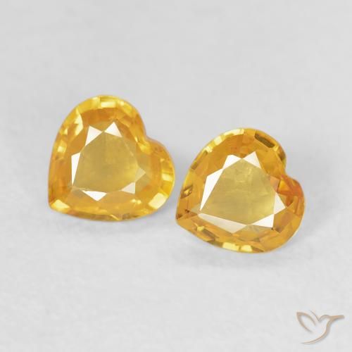 Pedras preciosas de Safira Laranja Dourada natural de 0.61 ct, Coração, VVS-VS