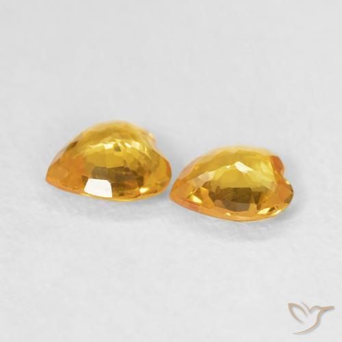 Pedras preciosas de Safira Laranja Dourada natural de 0.61 ct, Coração, VVS-VS