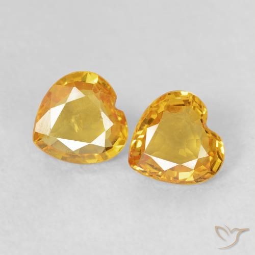 Pedras preciosas de Safira Laranja Dourada natural de 0.72 ct, Coração, VS