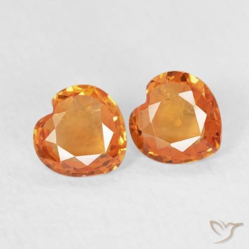 Pedras preciosas de Safira Laranja Médio natural de 0.66 ct, Coração, VVS-VS