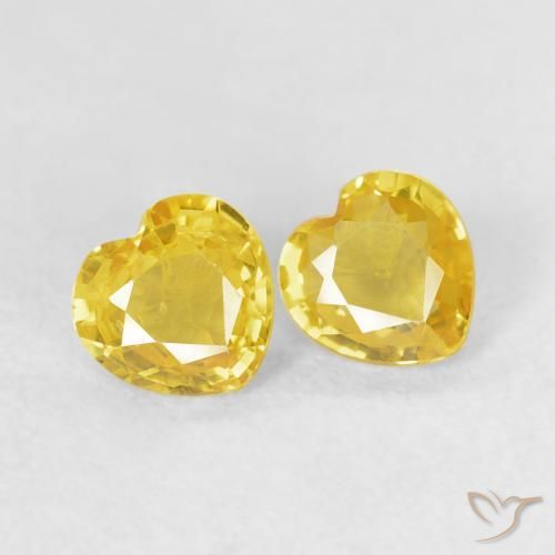 Pedras preciosas de Safira Amarelo natural de 0.73 ct, Coração, VS