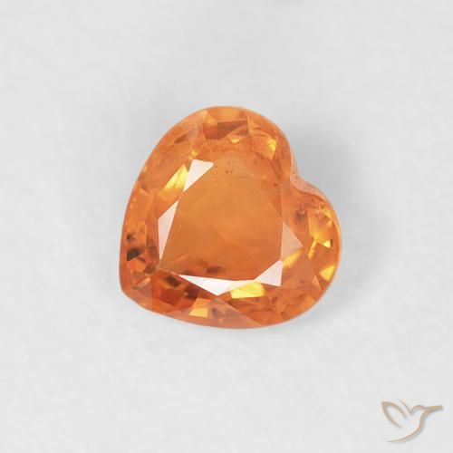 0.43ct Natural Laranja brilhante Safira, Coração, VS