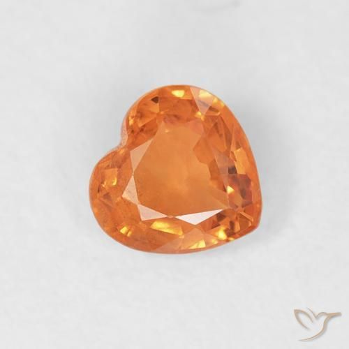 Safira Laranja brilhante Natural 0.43ct, Coração, VS