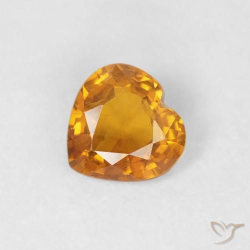 0.35ct Natural Laranja escuro Safira, Coração, VS