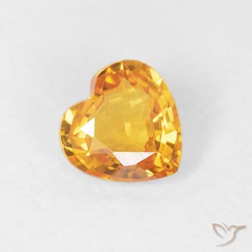 Safira Laranja Médio Natural 0.43ct, Coração, VS