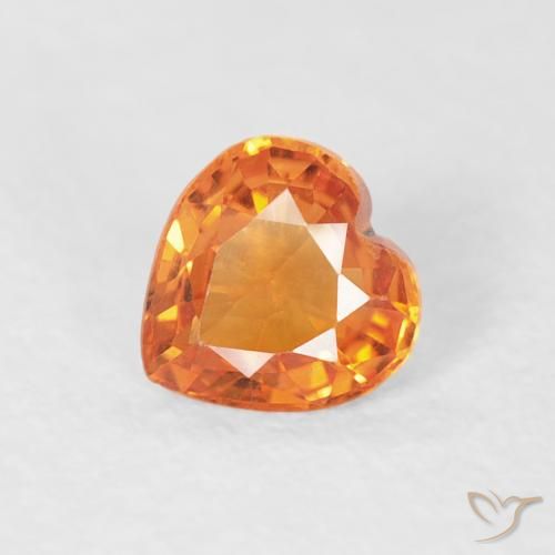 0.33ct Natural laranja avermelhado Safira, Coração, VS