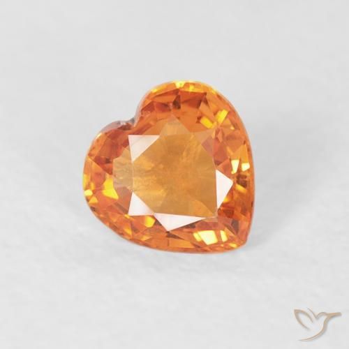 Safira laranja avermelhado Natural 0.33ct, Coração, VS