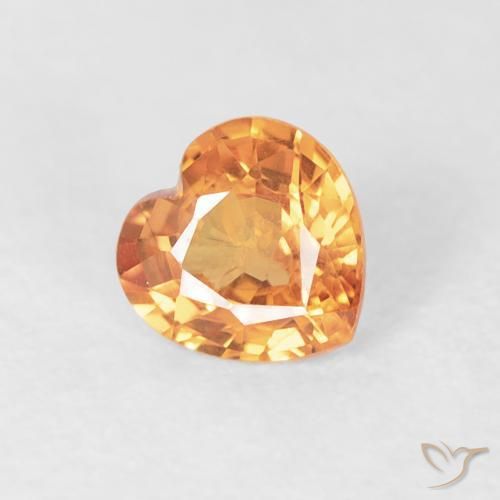 Safira Laranja Intenso Natural 0.41ct, Coração, VS