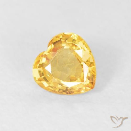 Safira Laranja Dourada Natural 0.48ct, Coração, VS