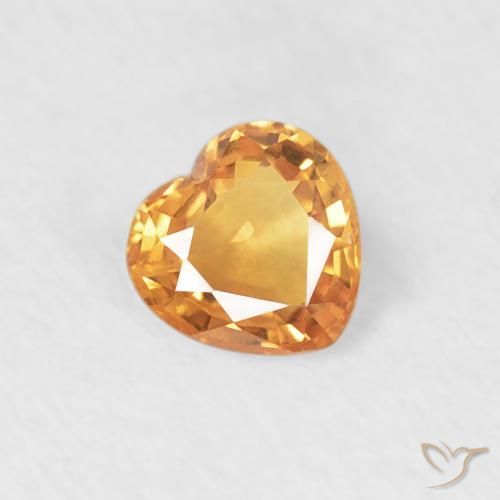 Safira Laranja Intenso Natural 0.36ct, Coração, VVS-VS