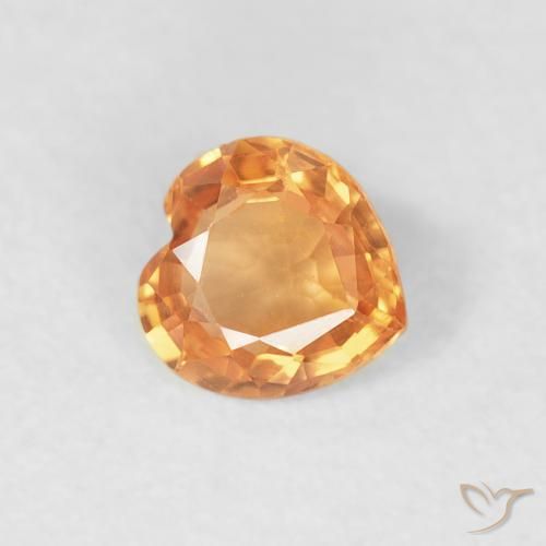 Safira Laranja brilhante Natural 0.39ct, Coração, VVS-VS