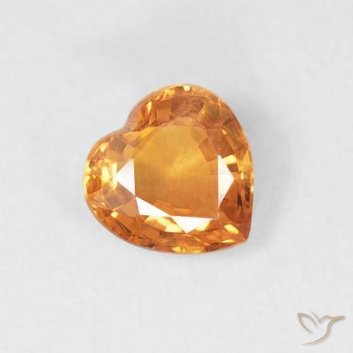 Safira Laranja brilhante Natural 0.43ct, Coração, VVS-VS