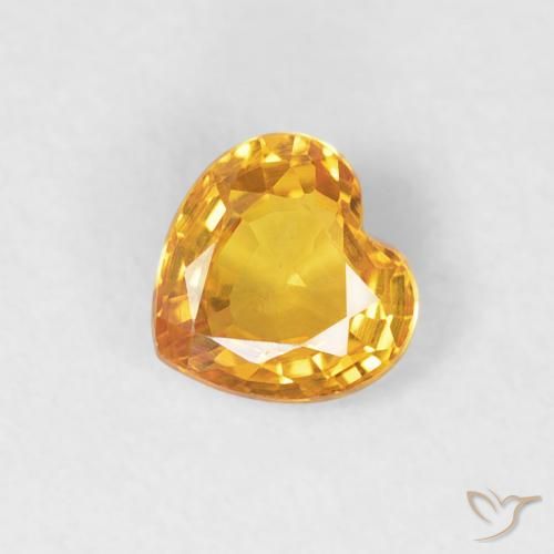 0.43ct Natural Laranja-dourado médio Safira, Coração, VVS-VS