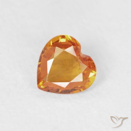 0.36ct Natural damasco laranja Safira, Coração, VS