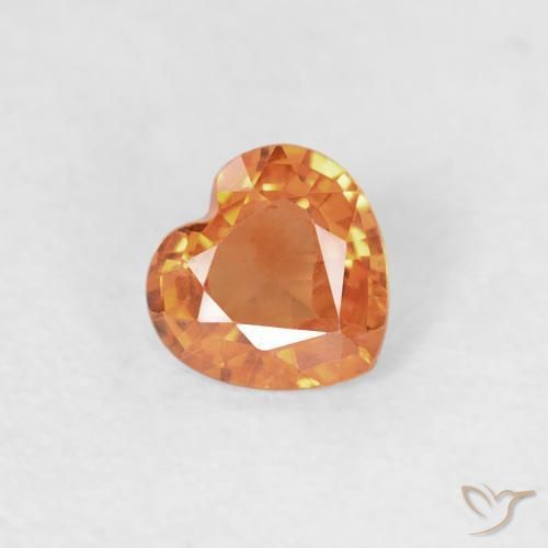 0.36ct Natural Laranja Médio Safira, Coração, VS