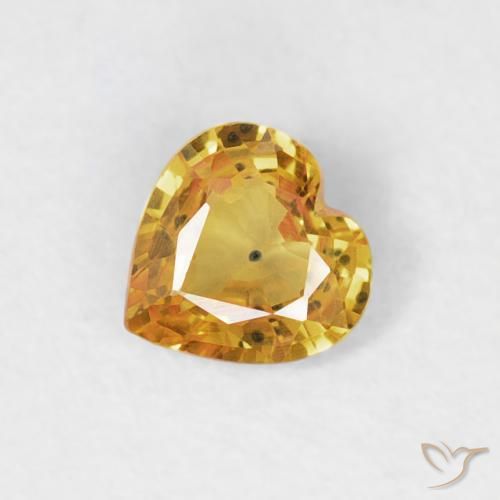 0.35ct Natural Laranja-dourado médio Safira, Coração, VS