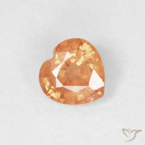 0.45ct Natural Laranja Médio Safira, Coração, VS-SI