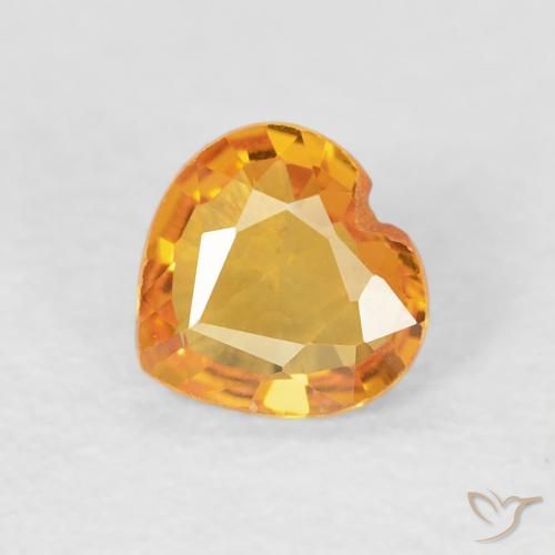 0.42ct Natural Laranja-Ouro Safira, Coração, VVS