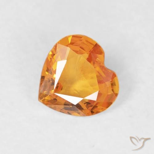 0.34ct Natural Laranja Profundo-Ouro Safira, Coração, VVS-VS