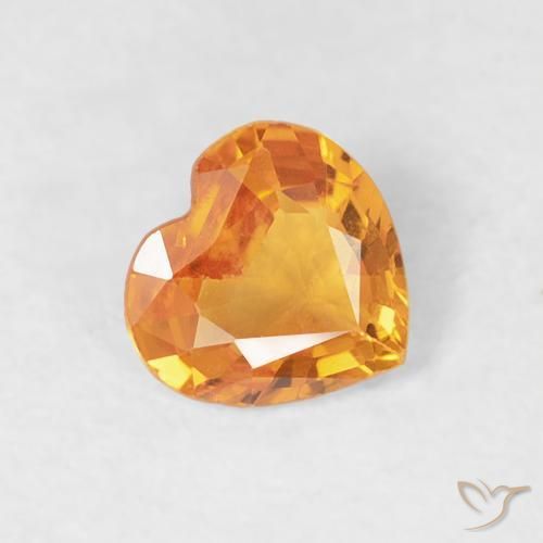Safira Laranja Profundo-Ouro Natural 0.34ct, Coração, VVS-VS