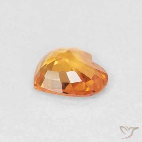 Safira Laranja Profundo-Ouro Natural 0.34ct, Coração, VVS-VS