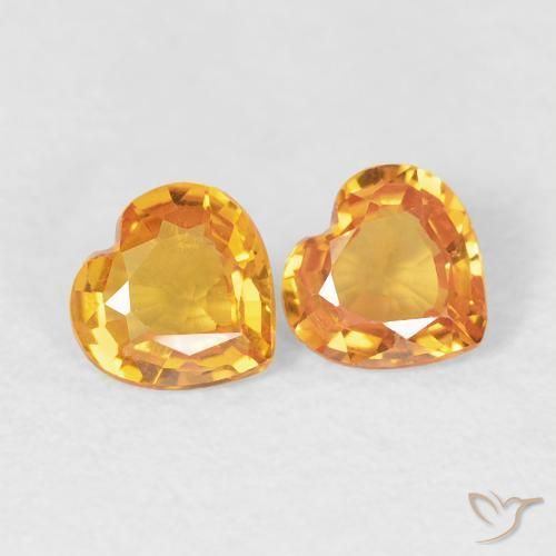 0.69ctw Natural Laranja Médio Safira, Coração, VVS-VS