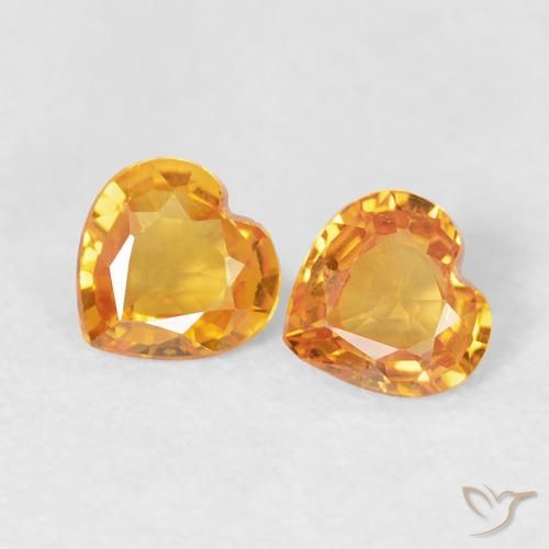 Pedras preciosas de Safira Laranja Médio natural de 0.69 ct, Coração, VVS-VS