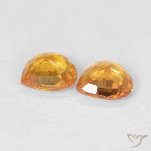 Pedras preciosas de Safira Laranja Médio natural de 0.69 ct, Coração, VVS-VS