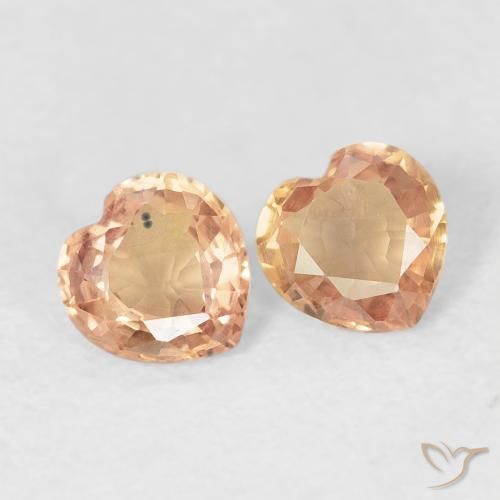 0.77ctw Natural Pêssego Dourado Safira, Coração, VVS-VS