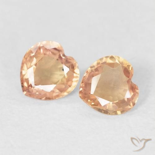Pedras preciosas de Safira Pêssego Dourado natural de 0.77 ct, Coração, VVS-VS