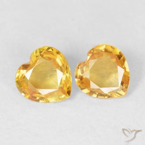 Pedras preciosas de Safira Dourado médio natural de 0.72 ct, Coração, VVS-VS