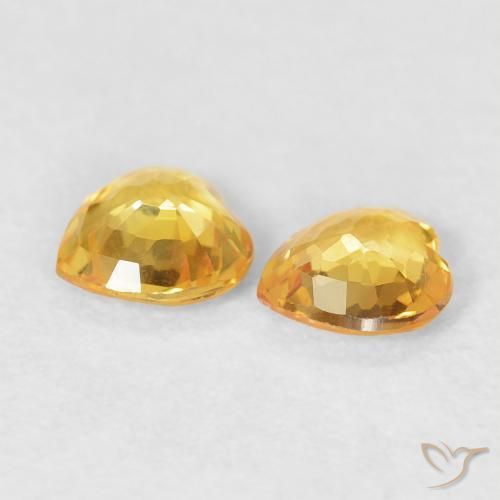 Pedras preciosas de Safira Dourado médio natural de 0.72 ct, Coração, VVS-VS