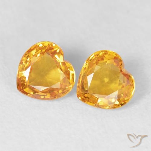 0.85ctw Natural Laranja Profundo-Ouro Safira, Coração, VVS-VS