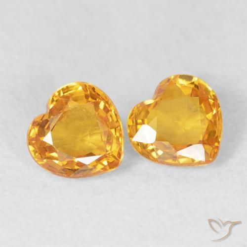 Pedras preciosas de Safira Laranja Profundo-Ouro natural de 0.85 ct, Coração, VVS-VS