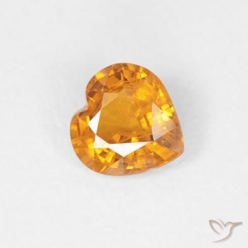Safira Laranja Médio Natural 0.37ct, Coração, VS-SI