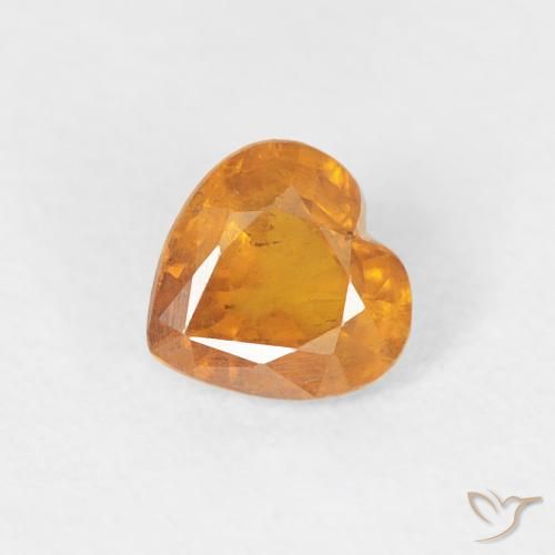 Safira âmbar laranja Natural 0.46ct, Coração, VS-SI